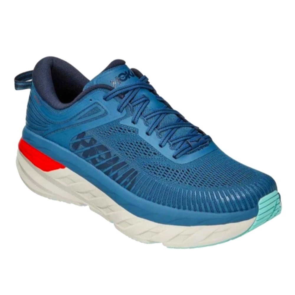 Hoka One One Bondi 7 Blue/Red Size 8 Wide 2E, Roadrunner insole